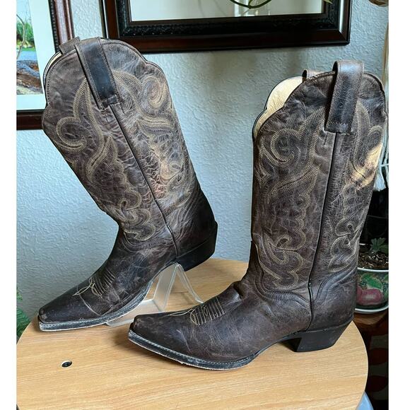 J. B. Dillon Brown Goat Leather Western Boots - Picture 4 of 8